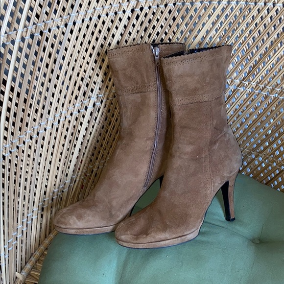 Shoes - Suede Brown spike‎ heel Boots 7.5